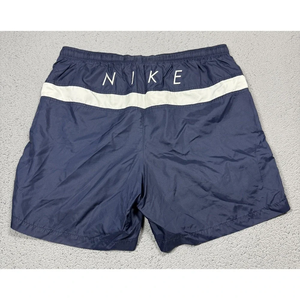 VTG Nike Swim Shorts Mens Large Blue Colorblock Mesh Lined Drawstring Pockets
